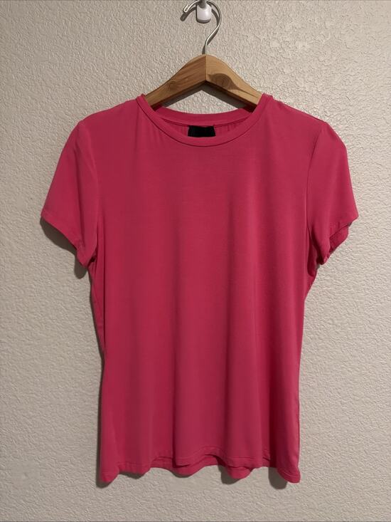 Alex Marie Tops - Alex Marie Crew Neck Short Sleeve T-Shirt Top Soft Casual Barbie Pink Layer Sz S